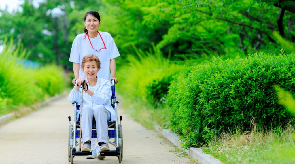 Elderly female wheelchair